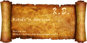 Kohán Dorina névjegykártya